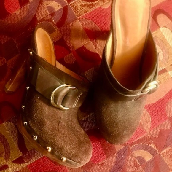 Michael Kors Brown Suede High Heel Platform Clog - Picture 1 of 7